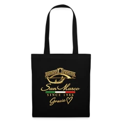 Schwarze Stofftasche mit goldenem San-Marco-Motiv